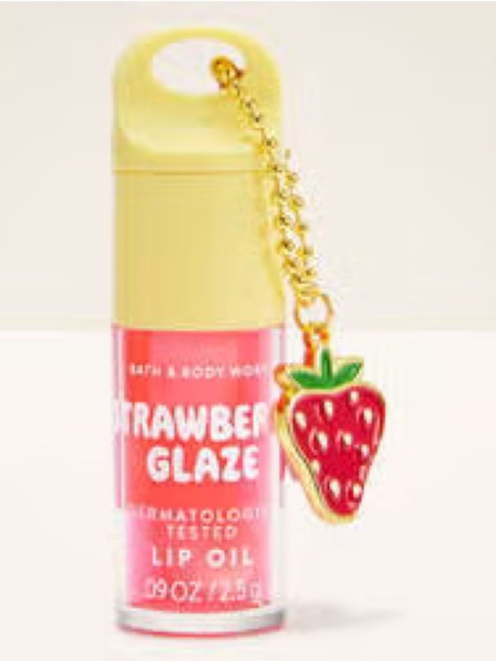 Bath & Body Works Strawberry Glaze Tinted Lip Oil - Pink w/ cute charm